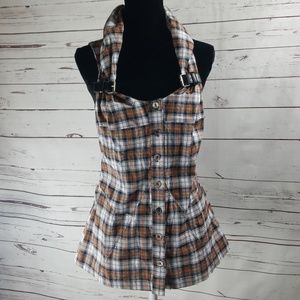 Plaid Pure Sugar Halter Vest/Top Sz Large